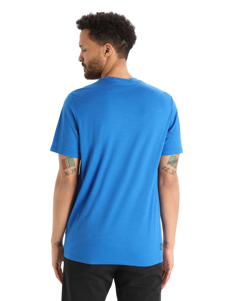 T Shirts Icebreaker Merino Tech Lite II Corta Sleeve Skiing Yeti Homme Bleu | FR 1210WNBY